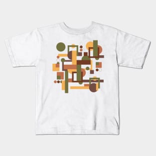 Abstract vintage geometric pattern brown green Kids T-Shirt